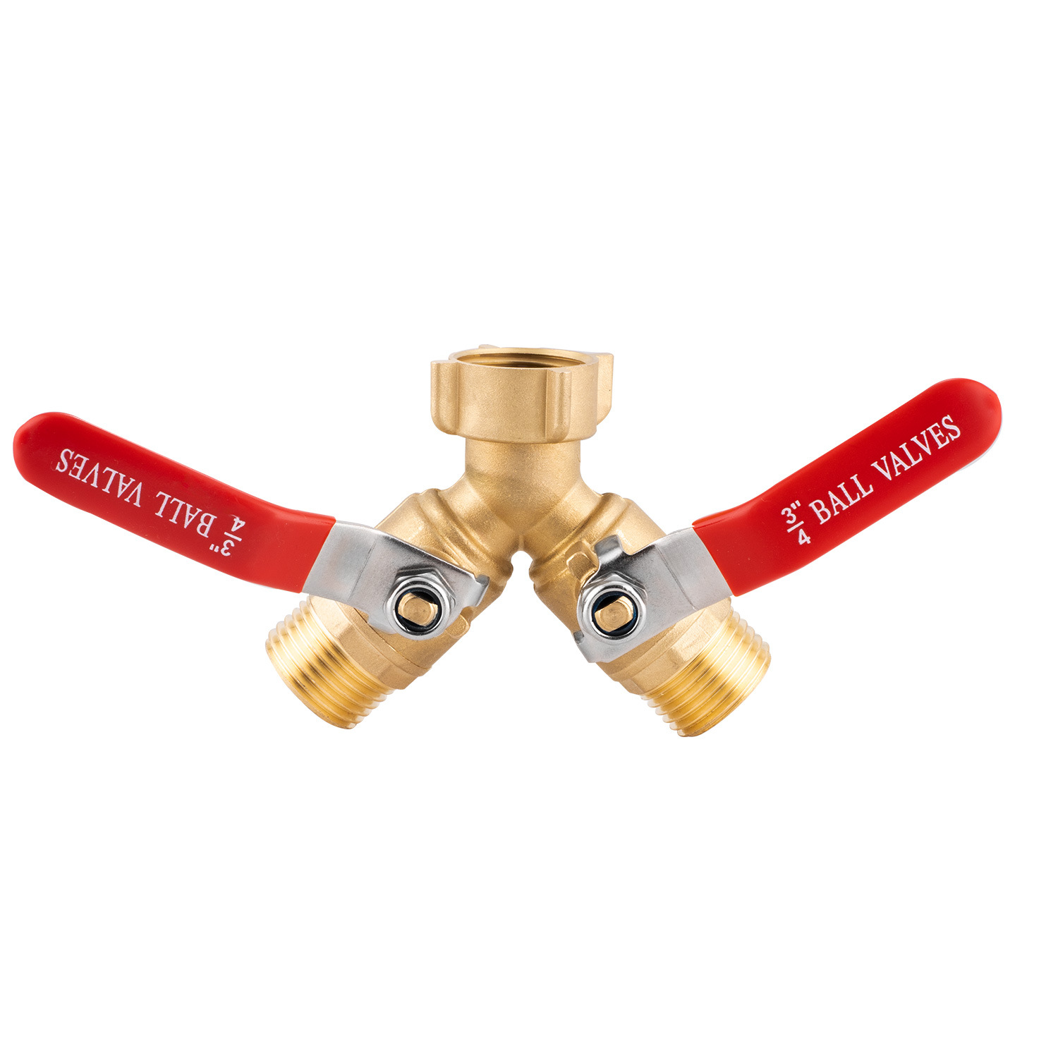 Cross-border US-made brass Y valve hose distributor 3/4GHT garden hose threaded all-copper double-way valve full figure