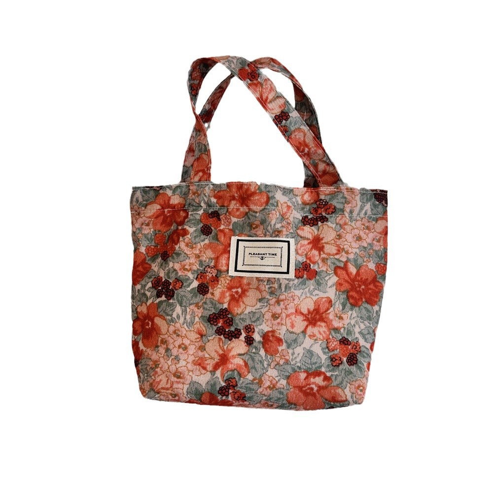 112221 Floral canvas bag, large-capacity shopping tote bag for women, commuting to work, mommy bag, fashionable handbag Item Picture