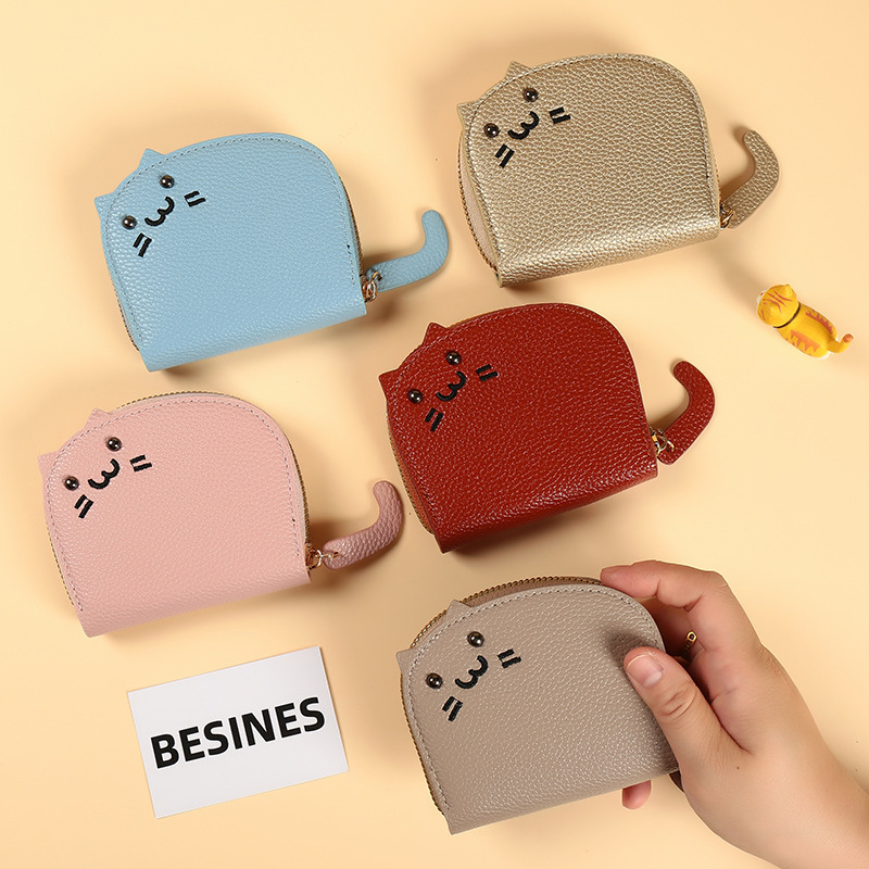 Cat card case for ladies 2024 New style, small, trendy, cute, with many slots, high-end feel, anti-demagnetization, portable wholesale details Picture