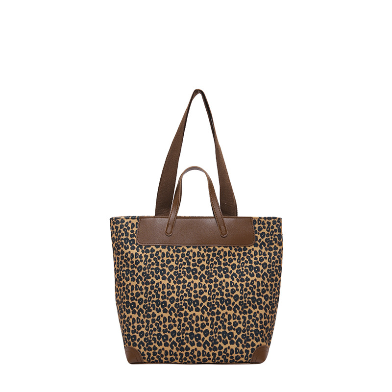 Cross-border trendy leopard print stylish large crossbody bag, 2024 new style handbag, color-blocking versatile commuter bucket bag Item Picture