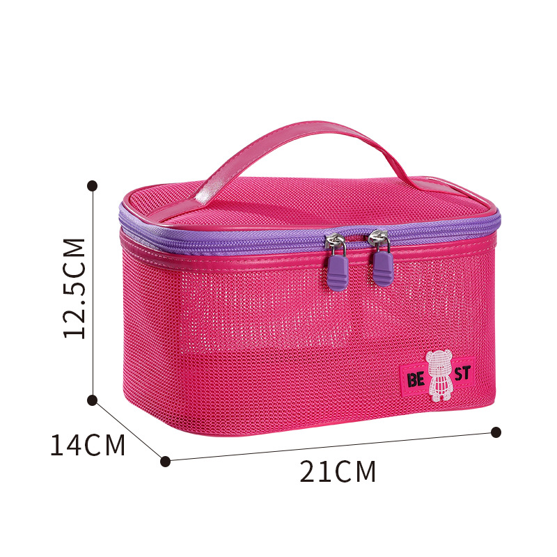 Runhui Holiday Open-lid Makeup Bag, Travel Storage Bag, Grid Makeup Bag, large-capacity makeup bag, essential for travel Item Picture
