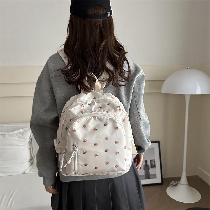 2025 Forest-style InS-style patchwork backpack, a fresh and cute girl's versatile small bag, a simple crossbody bag for shopping and commuting Specification drawing