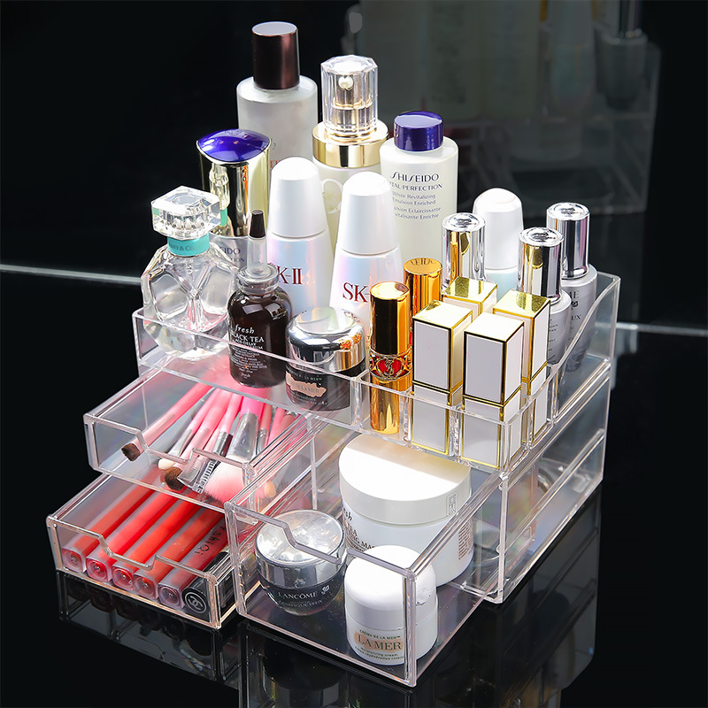 Acrylic cosmetic storage box, transparent and simple jewelry, skin care products, dressing table, desktop shelf, ins style Specification drawing