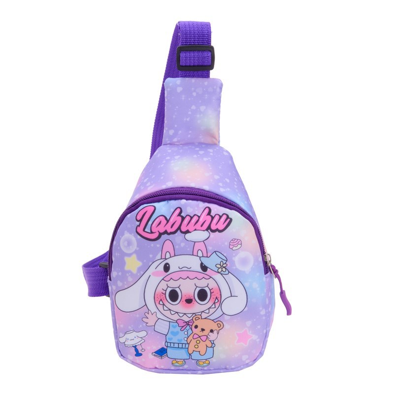 The new Labubu children's chest bag, a cute cartoon coin bag for boys and girls, is a casual and lightweight single-shoulder crossbody bag for outdoor use Item Picture
