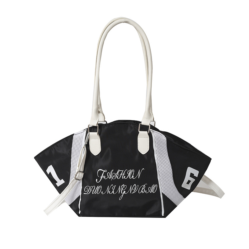 Korean niche design letter-embroidered tote bag, canvas single-shoulder handbag, large-capacity shopping bag, underarm women's bag Item Picture
