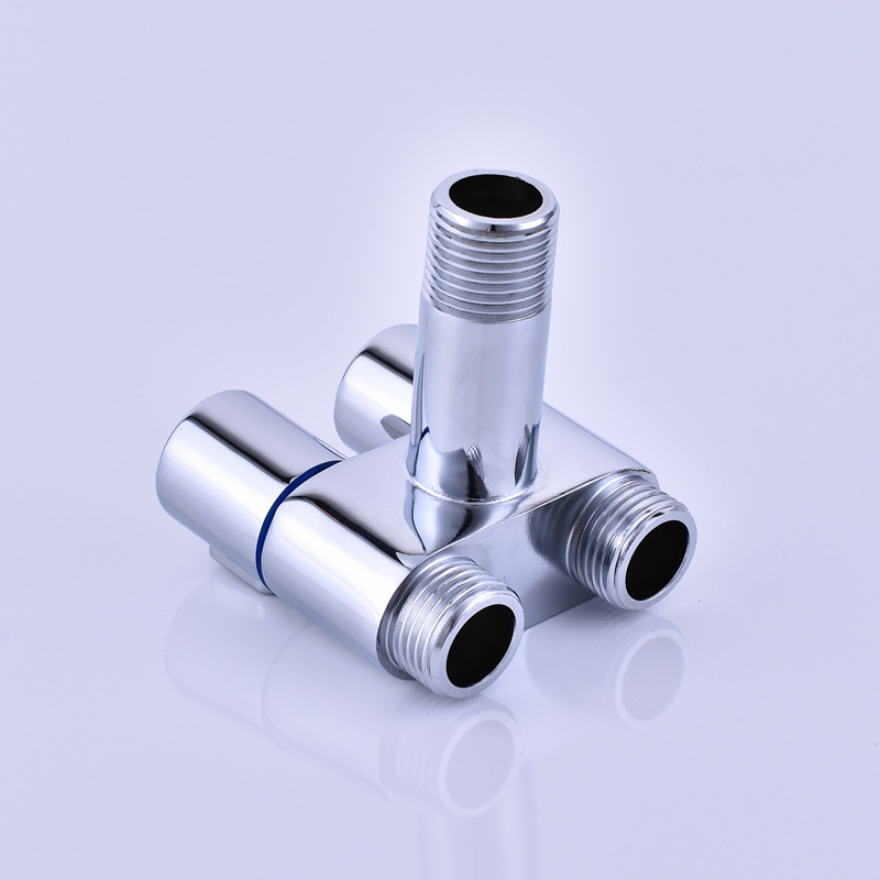 All-copper mini valve, brass triangle valve, one in and two out, one split and two pairs, dual-control multi-functional faucet for washing machine Specification drawing