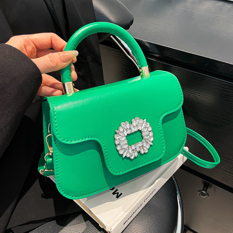 Fashionable hand-held small square bag 2025 Spring New style simple candy-colored commuter handbag, high-quality single-shoulder crossbody bag full figure