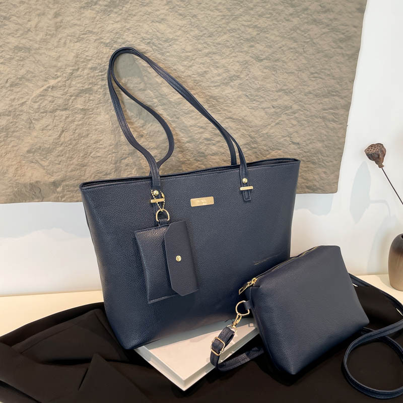 Korean style simple large-capacity tote bag 2025 Spring New fashionable commuting handbag, quality three-piece set single-shoulder bag full figure