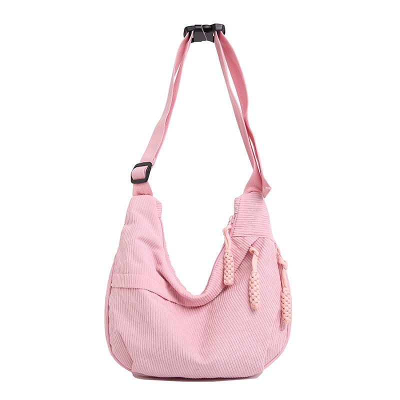 Dumpling bag Women's corduroy crossbody bag, large-capacity single-shoulder bag, casual women's bag, simple and versatile, sports commuting bag Item Picture