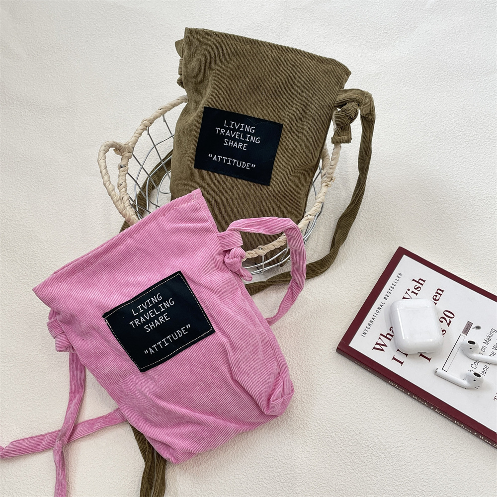 55251 Corduroy retro phone bag 2025 Trendy and simple phone bag, single-shoulder crossbody small storage bag for miscellaneous items details Picture