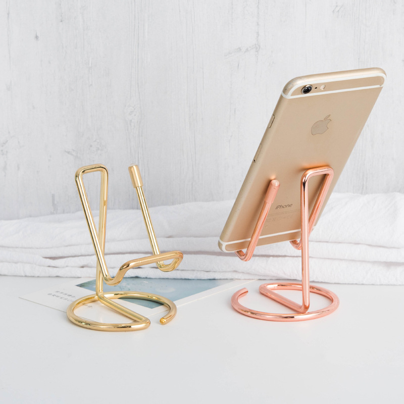 INS Ironwork linear metal mobile phone stand, simple desktop reading display stand, business card holder factory direct sales details Picture