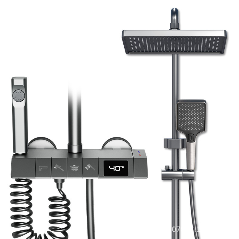 Wholesale of all-copper shower head sets, constant-temperature home piano keys, intelligent digital display handheld pressure-increasing nozzles from the manufacturer Item Picture