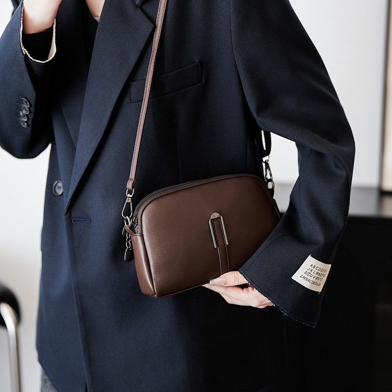 Spring 2025 new style crossbody small backpack, women's single-shoulder crossbody small bag, soft leather outdoor multi-layer bag Specification drawing