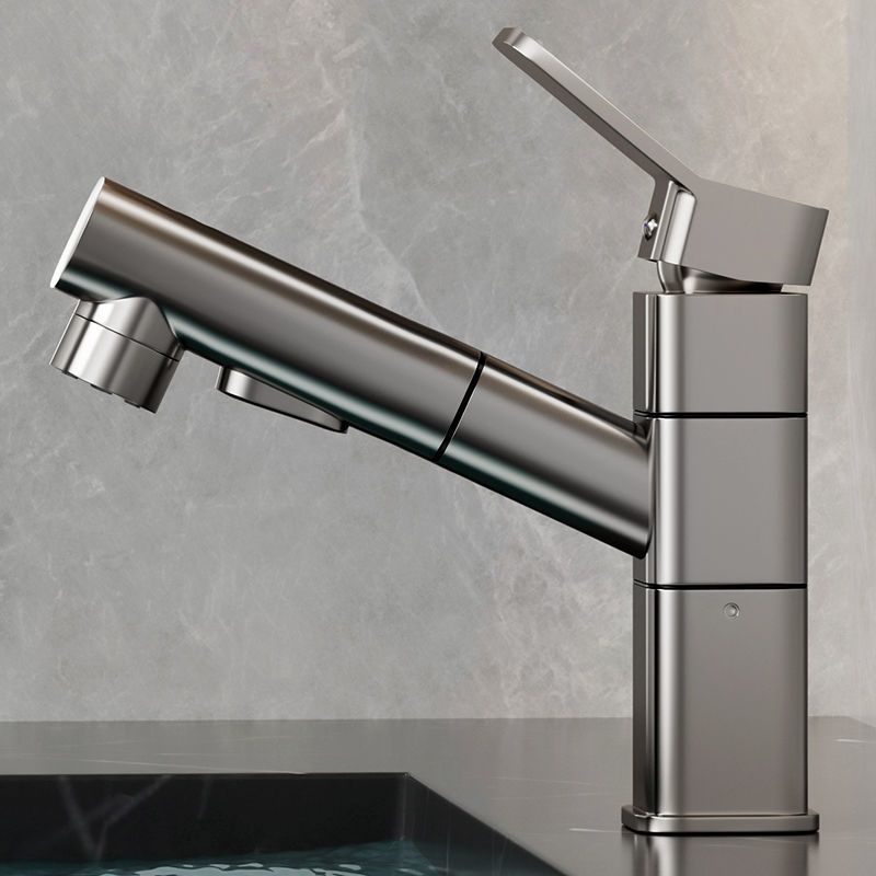 All-copper pull-out faucet, hot and cold washbasin, washbasin, washbasin, bathroom, countertop, hot and cold faucet details Picture