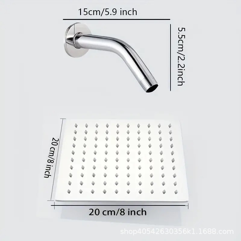 Cross-border foreign trade stainless steel top shower head set, shower head pressurized household bath head, bathhouse hotel Item Picture