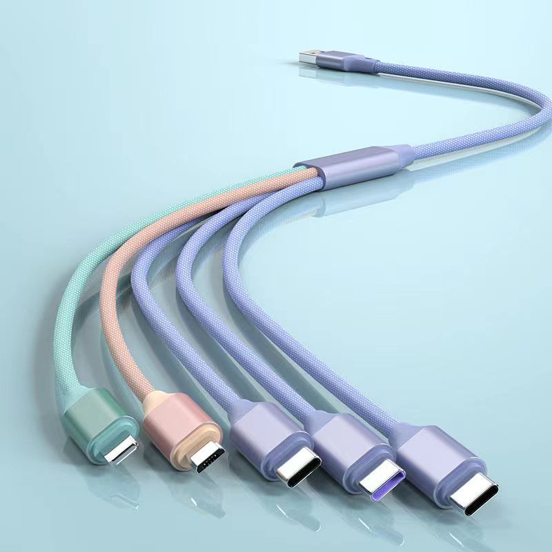 Five type-c charging cables with multiple heads supporting five Android data cables for fast charging, compatible with Apple, Huawei, Honor and OPPO Application Scenario