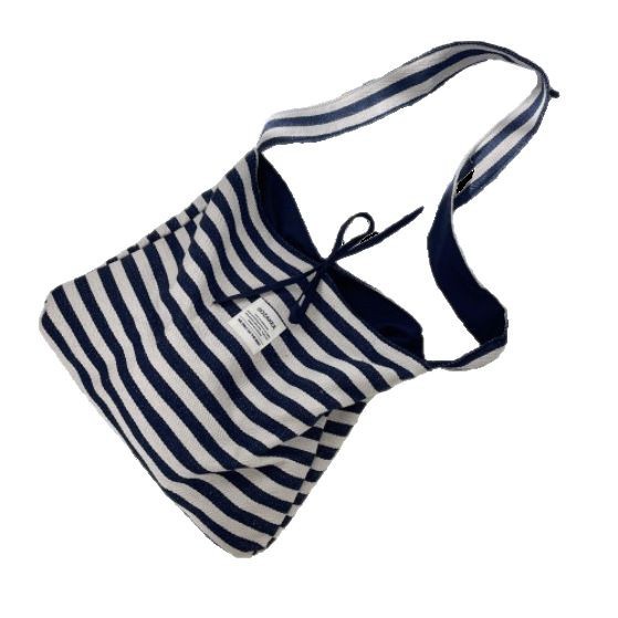 53221 Casual striped canvas bag for women, 2025 New large-capacity commuter tote bag, double-sided shoulder, single-shoulder crossbody Item Picture
