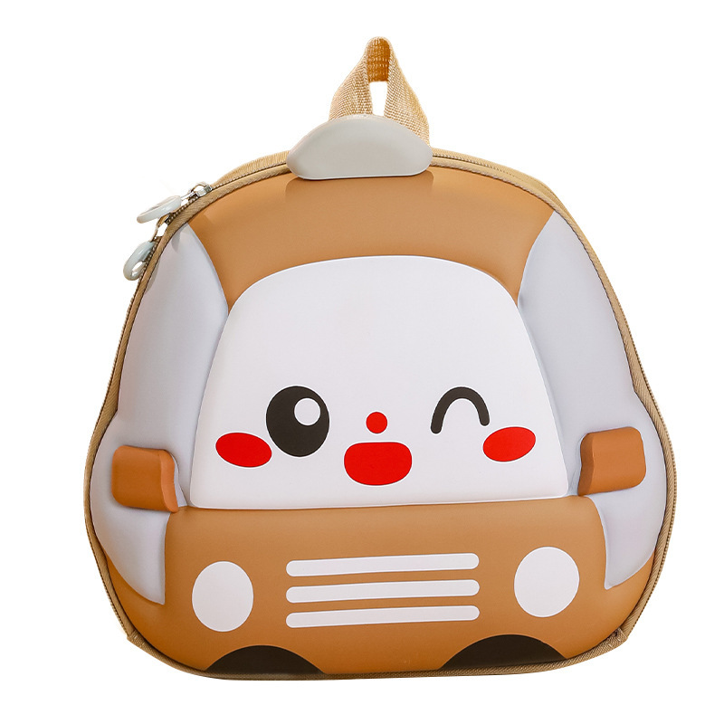 Kindergarten hard shell schoolbag 2-5 Cartoon car children's backpack for small and medium class boys' school enrollment eggshell backpack 3 Item Picture