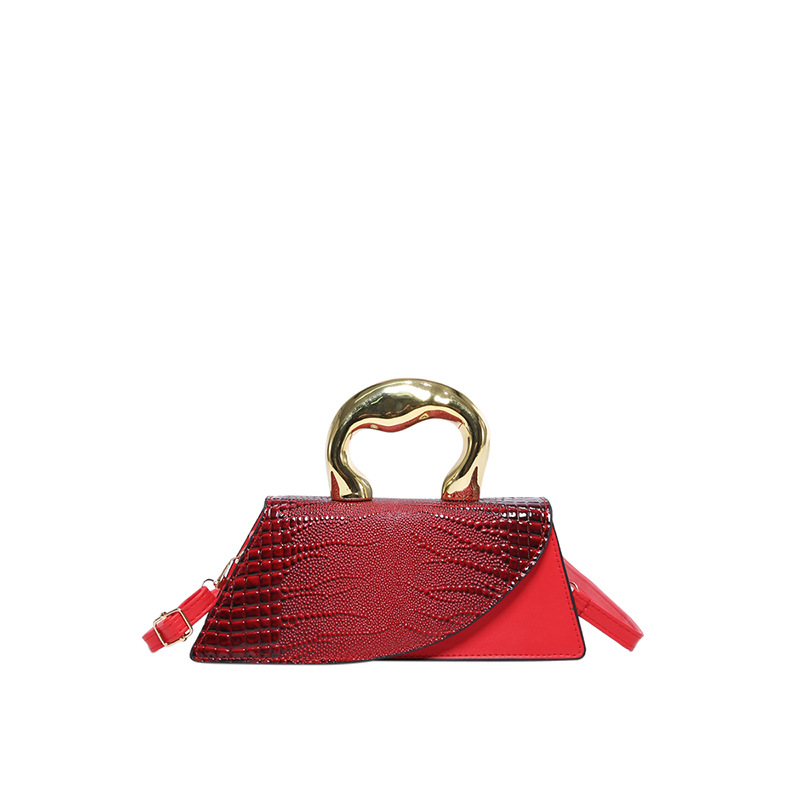 New 2024 autumn collection of niche design handbags, women's bags, personalized crocodile pattern single-shoulder bags, glossy patent leather crossbody bags Item Picture