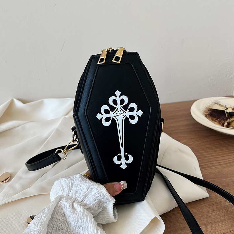 A stylish and elegant women's bag for the winter of 2024, featuring a printed cross with a mobile phone and loose change, is a single-shoulder crossbody bag for women full figure