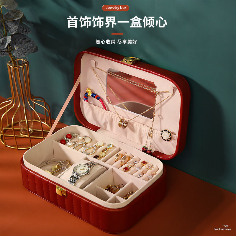 European-style princess jewelry box, convenient large-capacity multi-functional stud earrings, necklaces, accessories, lockable dust-proof storage box full figure