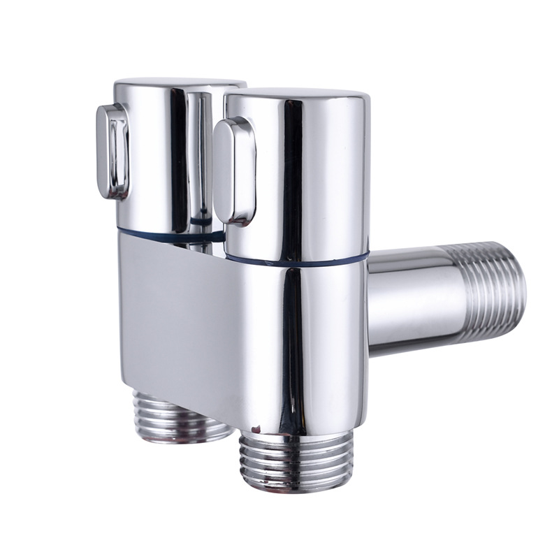 All-copper mini valve, brass triangle valve, one in and two out, one split and two pairs, dual-control multi-functional faucet for washing machine Item Picture