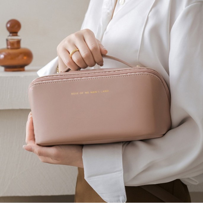 2024 New PU makeup bag, large-capacity portable makeup storage bag, travel toiletries bag, cosmetics storage bag full figure
