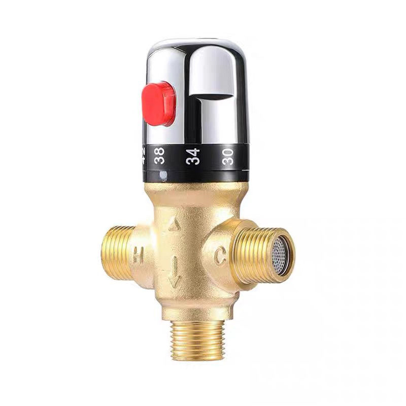 All-copper 4.6-inch constant-temperature mixing valve, exposed small kitchen water heater temperature control valve, solar pipeline three-way valve Item Picture
