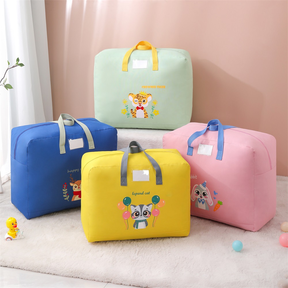 Imported custom-made large-capacity cotton quilts, clothing storage bags, hand-held storage bags, cartoon children's luggage bags, moving bags full figure