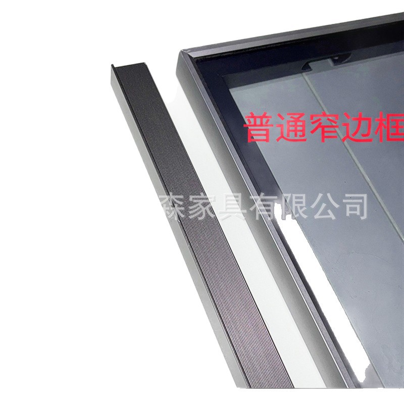 Fully hidden aluminum alloy frame tempered coated glass wardrobe door, minimalist wine cabinet, bookcase, hidden frame mirror cabinet door Item Picture