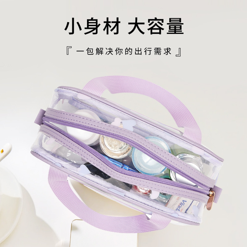 Transparent PVC storage bag, multi-functional portable hand-held toiletries and makeup bag, bath products sorting bag, printed LOGO Application Scenario
