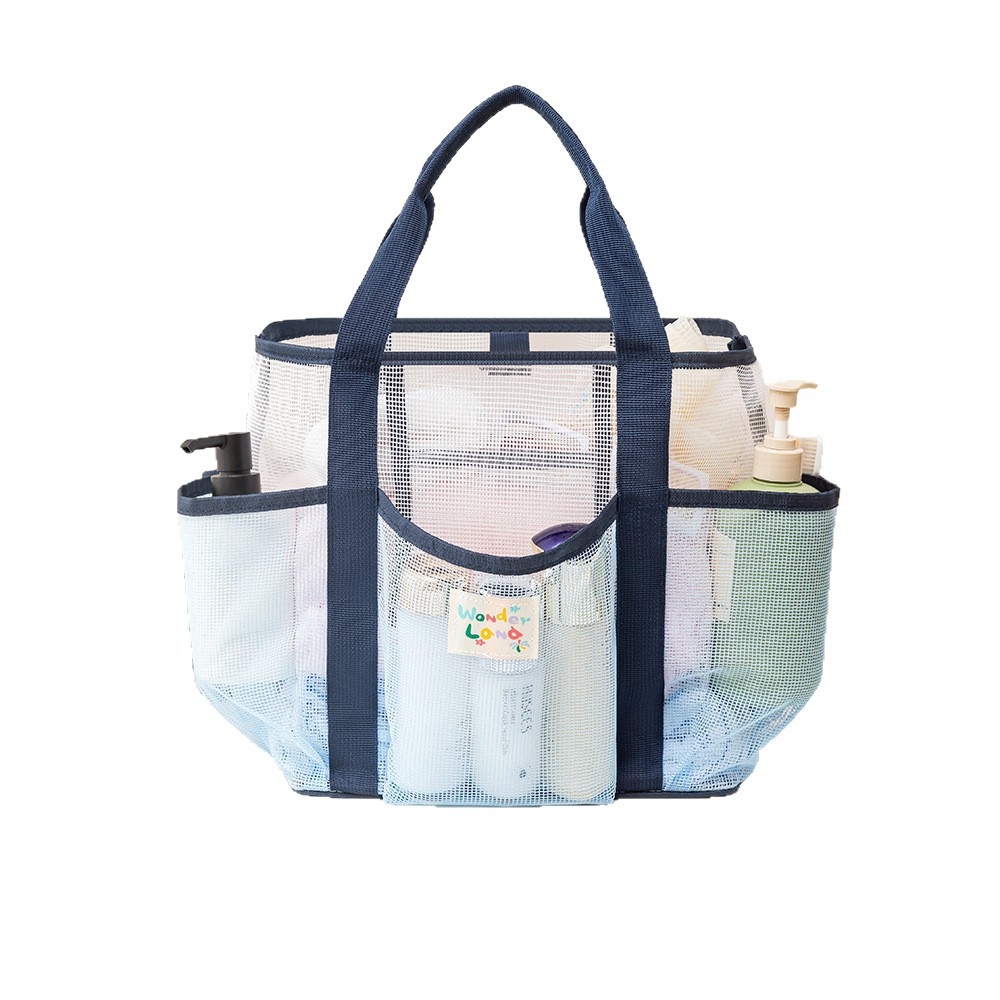 Grid breathable toiletry bag, large-capacity double-layer beach bag, zoned storage swimming bag, portable travel storage bag Item Picture