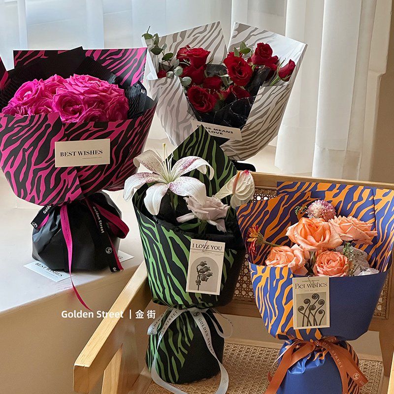 Yuyin series Zebra-patterned flower wrapping paper, cross-border export wholesale wrapping paper, materials for flower shops and bouquets Application Scenario