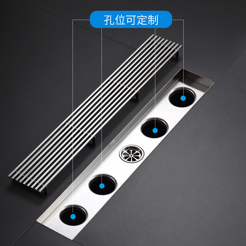 304 stainless steel long strip floor drain, hotel bathroom anti-odor floor drain, DN75 shower room rectangular floor drain Application Scenario