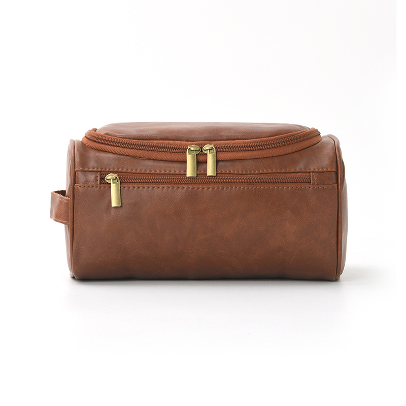 Cross-border hand-held PU leather cosmetic bag, European and American large-capacity waterproof storage travel toiletry bag, multi-functional storage bag Item Picture