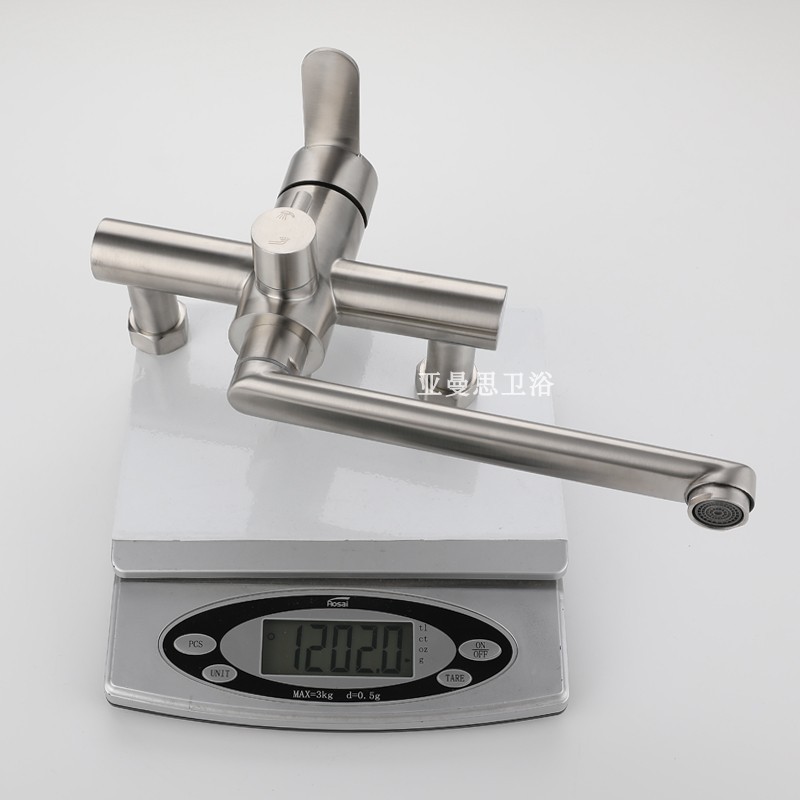 Wall-mounted cold faucet, kitchen sink, balcony laundry basin, 304 stainless steel pull-out belt with spray gun sink Application Scenario