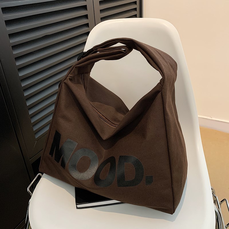 Letter canvas bag, women's crossbody bag, large-capacity Japanese-style crossbody backpack, casual and laid-back student single-shoulder bag full figure