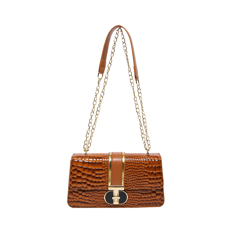 Retro patent leather crocodile pattern handbag for women 2024, a new fashion commuting single-shoulder crossbody bag, a niche women's bag Item Picture