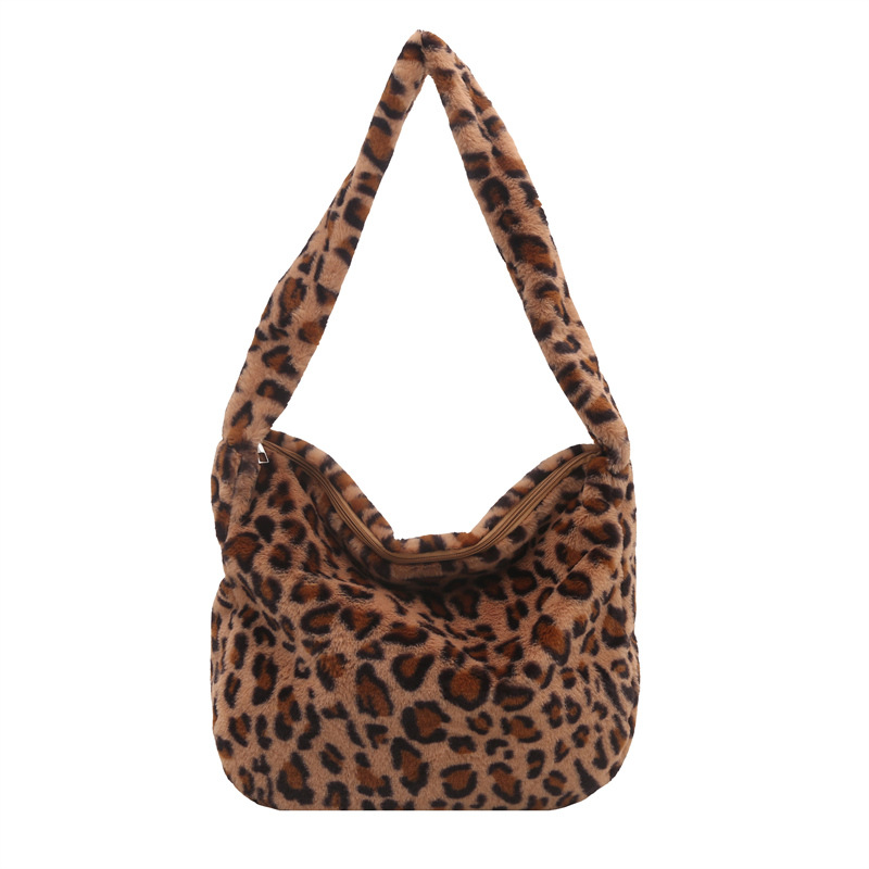 Flower single-shoulder furry bag Autumn and winter new ins trendy niche handbag, single-shoulder Korean-style cool tote bag Item Picture