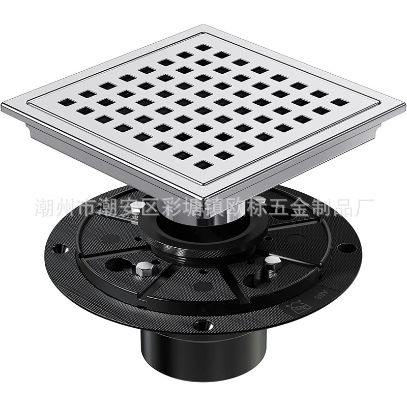 Export cross-border 304 stainless steel floor drain, bathroom shower room, large flow grid, American standard flange, drainpipe Application Scenario