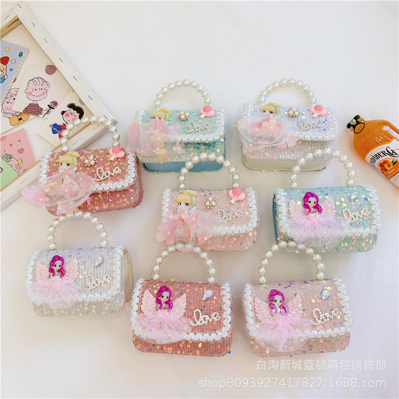 Customized bags: Cute crossbody bag for girls, cartoon princess, small square bag, fashionable and versatile, trendy girls' handbags full figure