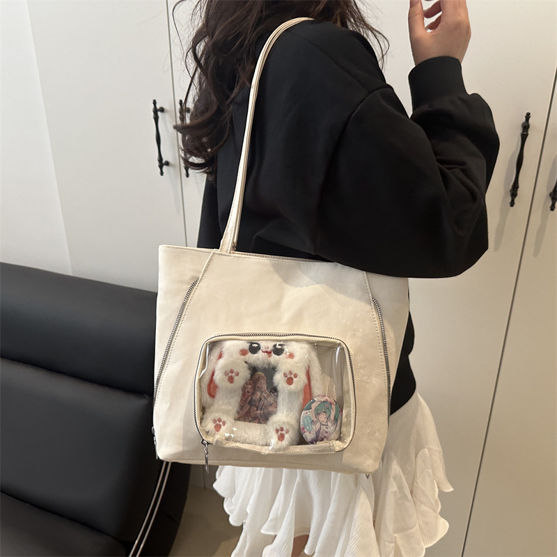 New Spring 2025 simple and fashionable campus large-capacity pain bag with cute design, single-shoulder tote bag for girls Specification drawing