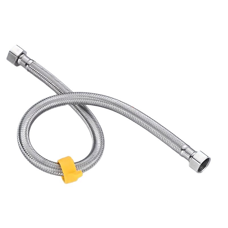 304 grade stainless steel metal braided water inlet hose, extended high-pressure connection pipe for cold water heater toilet faucet Item Picture