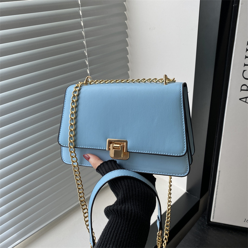 A new style of fashionable lock buckle monogram 2025 casual and simple chain single-shoulder crossbody hand-carry small square bag for women full figure
