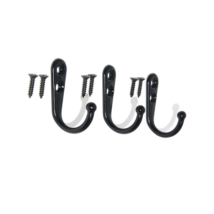 Black single hook wall-mounted jacket hook, wooden storage rack hook, storage rack hook, black single hook full figure