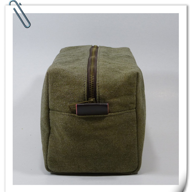 Customized 16-amp canvas toiletry bag, solid color, simple storage, PU with canvas bag, large-capacity portable travel makeup bag Specification drawing