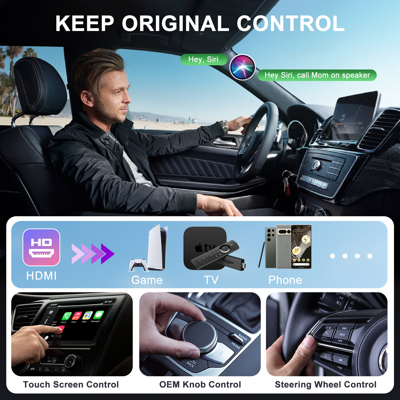 Wired to wireless carplay to HDMI TV box, wireless carplay video car adapter details Picture