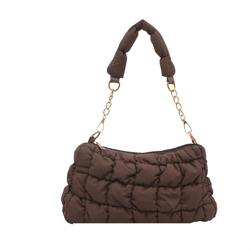 2024 New pleated cloud bag, Korean style niche fashion single-shoulder bag, trendy bubble underarm bag, cotton jacket chain bag Item Picture