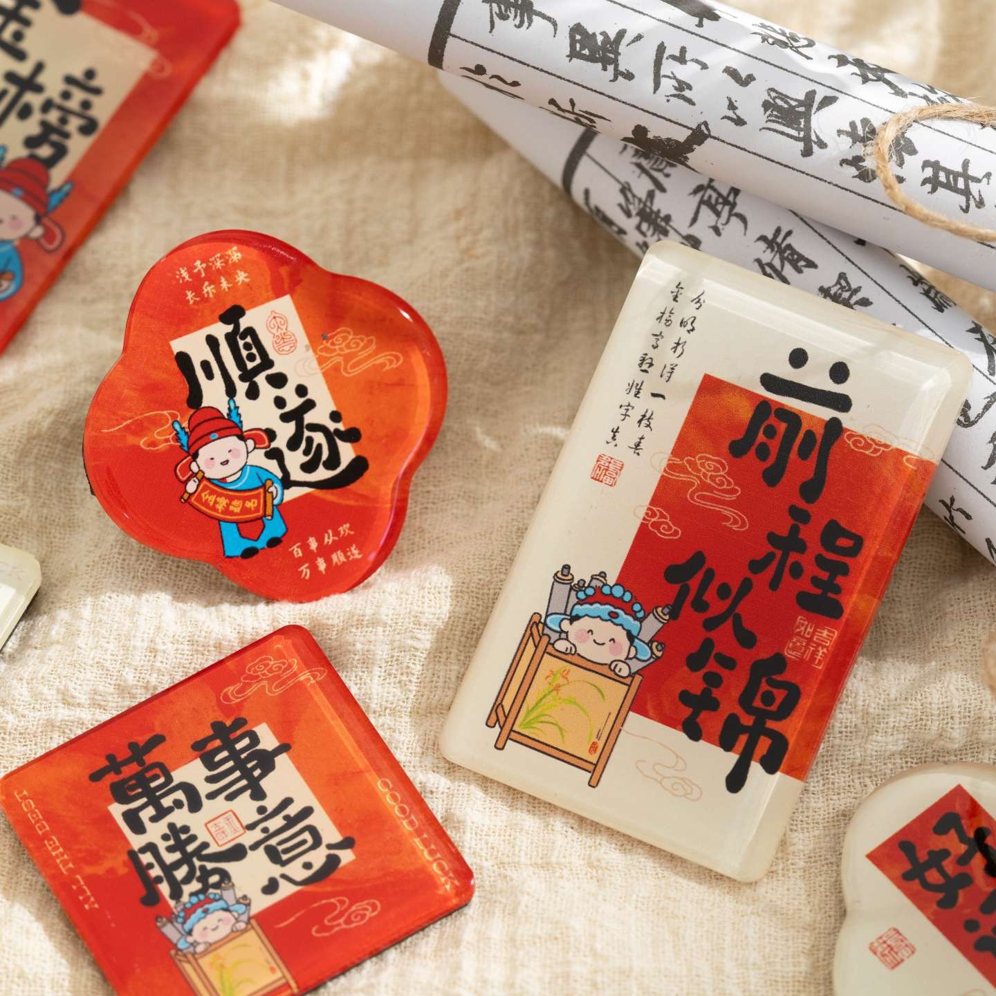 Silicone magnetic fridge magnets with a Chinese style for the college entrance examination and high school entrance examination, creative national trend magnets, good luck and blessings for refrigerator decoration Application Scenario