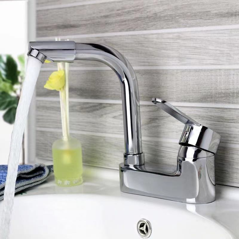 All-copper washbasin, cold and hot water faucet, washbasin, washbasin, bathroom, double and triple holes, household countertop basin, universal full figure